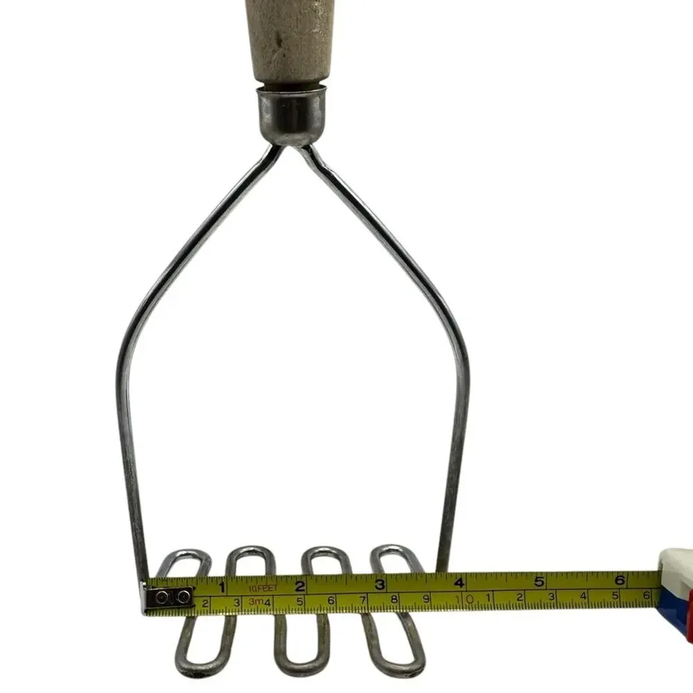 Vintage Potato Masher Wooden Handle Metal Farmhouse Decor 10.5 inch